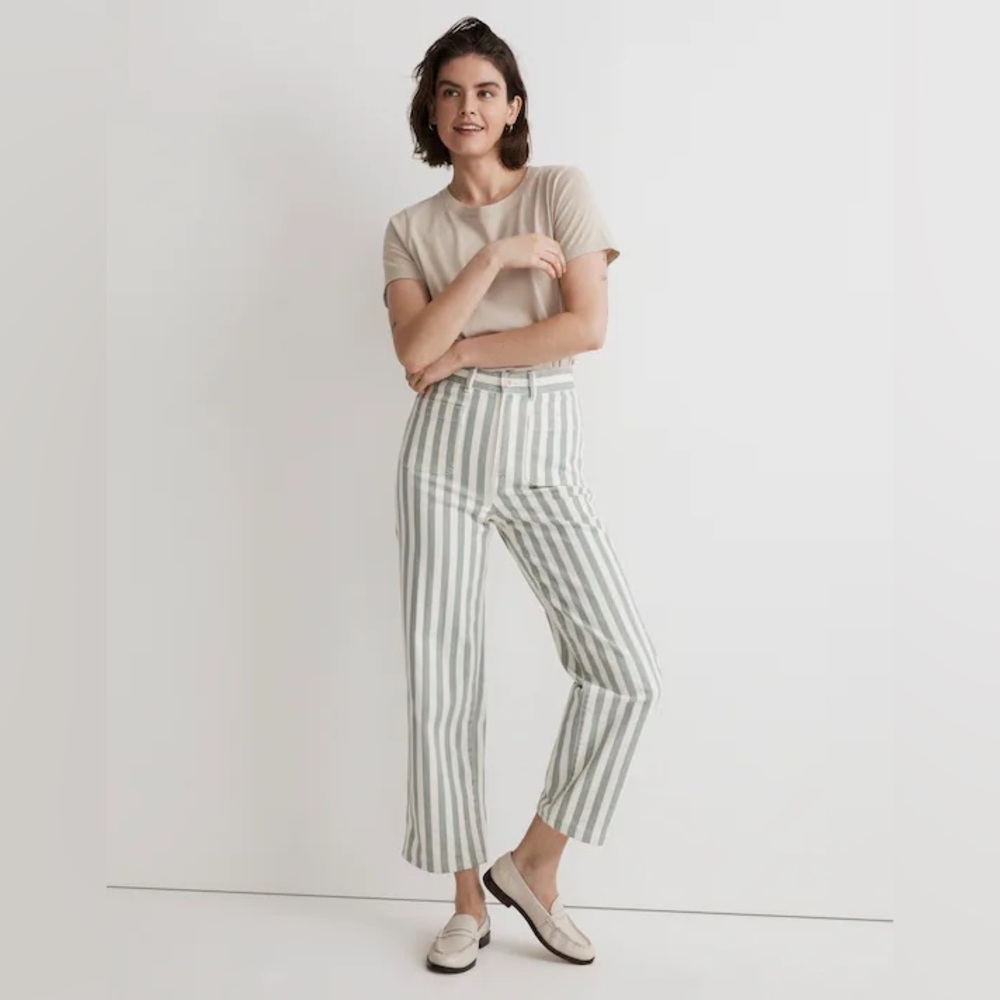 Madewell Emmett 2.0 Wide-Leg Crop Pants in Stripe: Patch-Pocket Edition